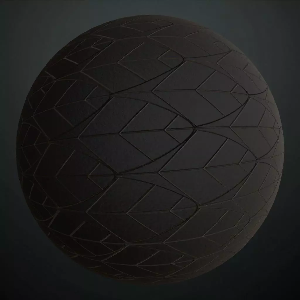 Modern Charcoal Leaf Pattern Leather PBR Seamless Texture