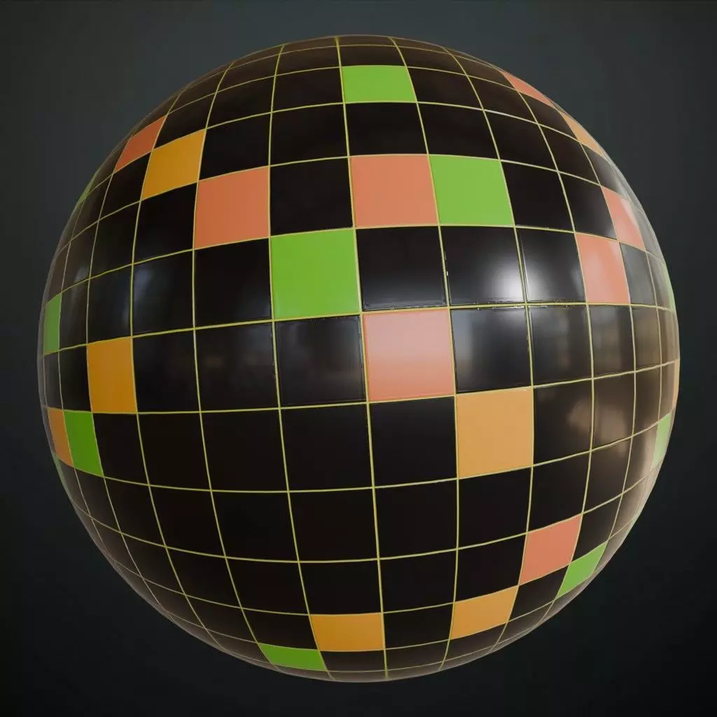 Modern Vibrant Multi-Color Square Ceramic Tiles PBR Seamless Texture