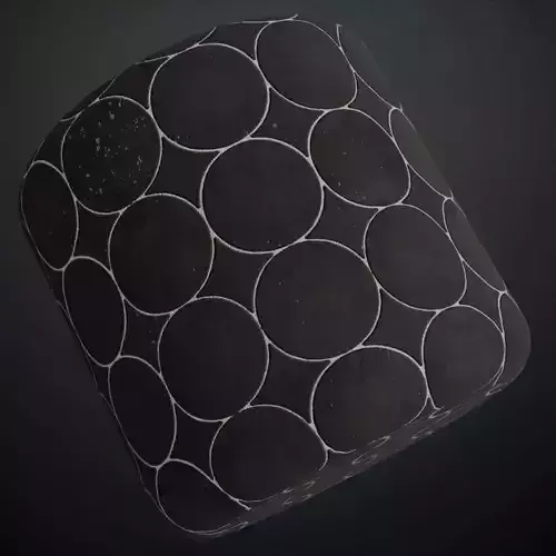 Modern Matte Black Penny Round Mosaic Tiles PBR Seamless Texture