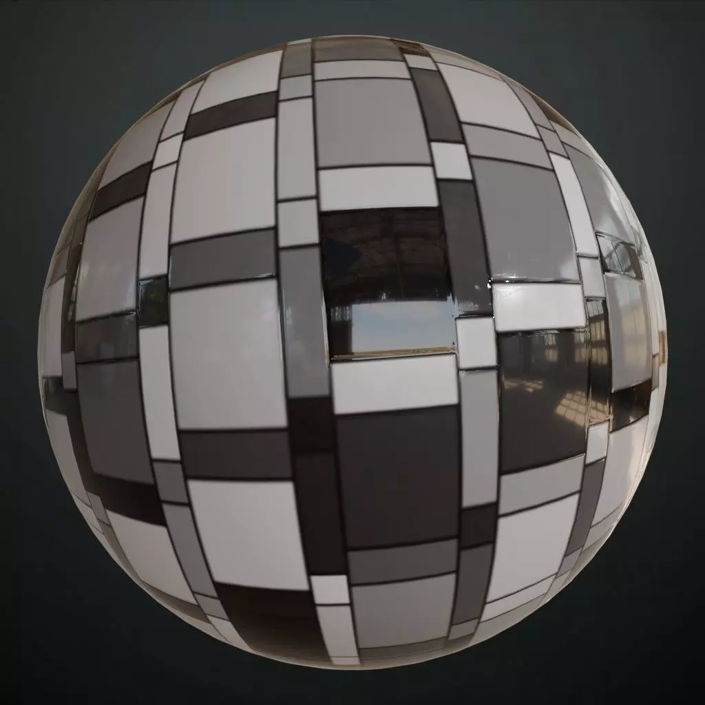 Modern Abstract Mondrian-Style Geometric Tiles PBR Seamless Texture
