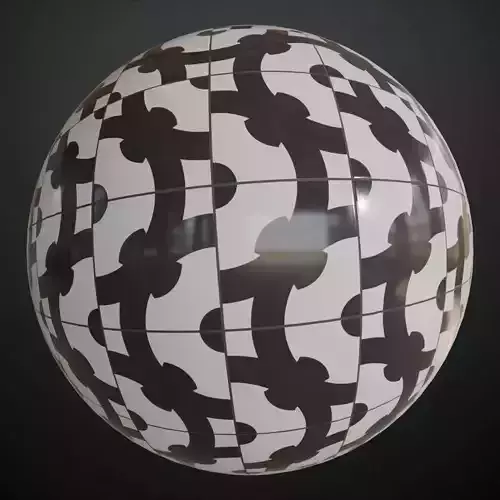 Modern Glossy Black and White Interlocking Graphic Tiles PBR Texture