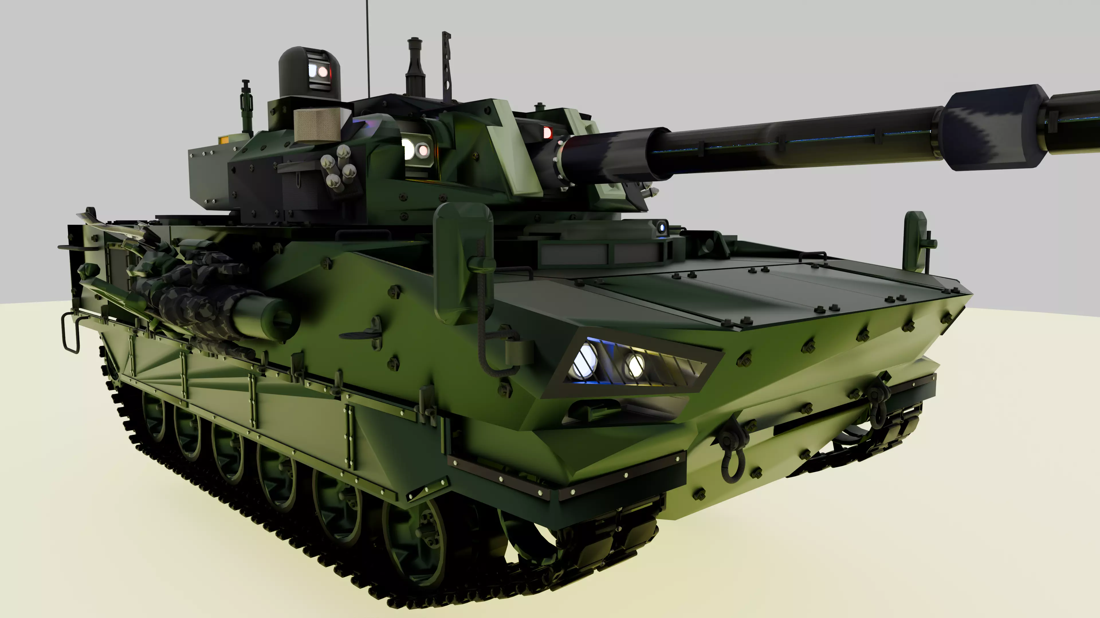 Modern Battle Tank Low-poly 3D model