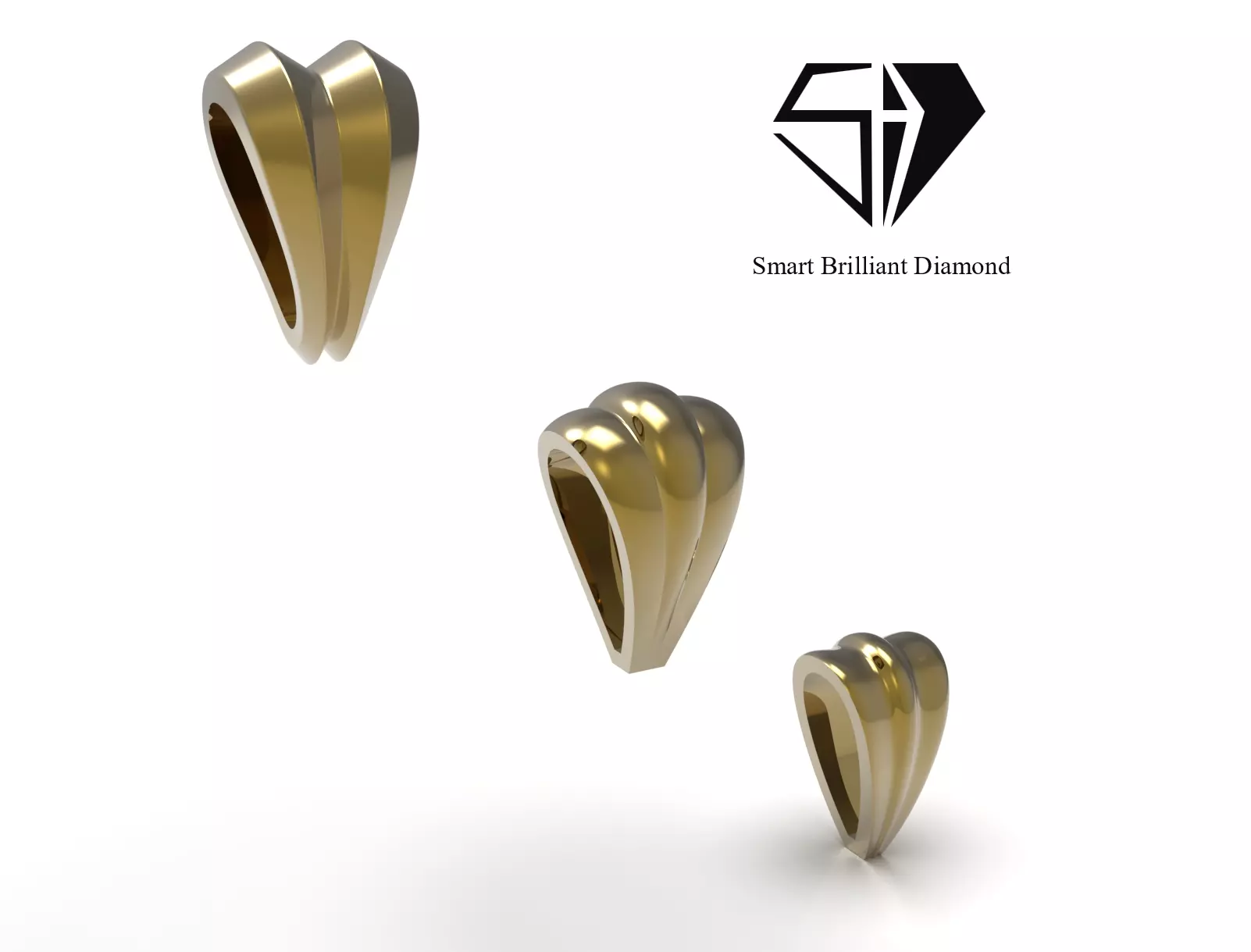 Modern Triple Ribbon Jewelry Bail 3 Sizes 3D Print Ready gl0047 3D print model