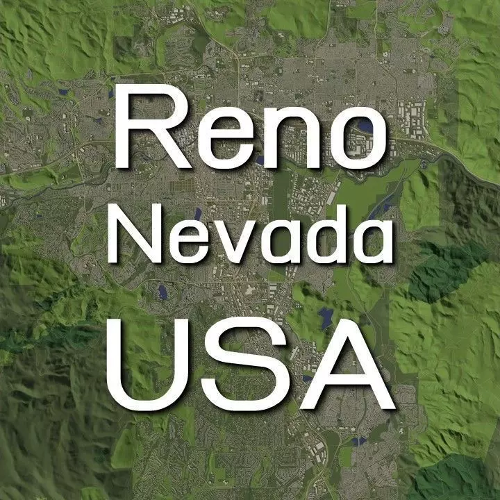 Reno Nevada USA in 20 km x 20 km - city and urban 3D model
