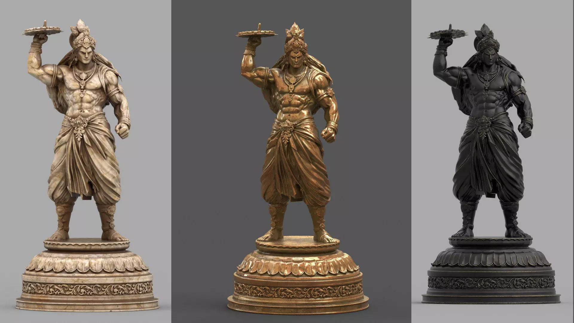 Lord vishnu krishna statue sculpture 3D model