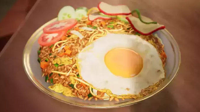 Special Fried Rice Low-poly 3D model 4