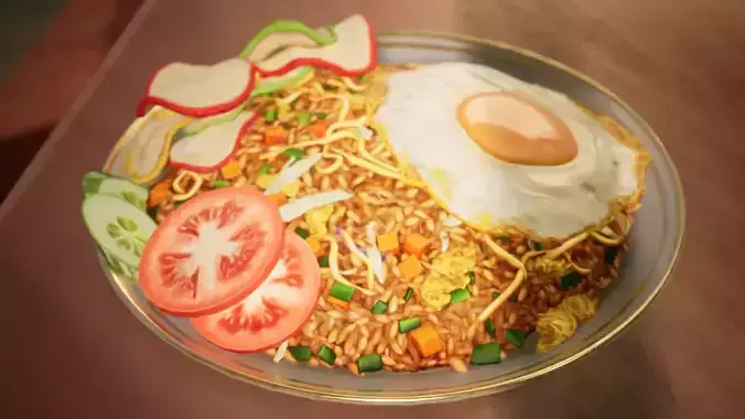 Special Fried Rice Low-poly 3D model 6