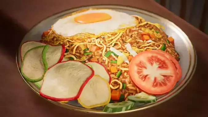 Special Fried Rice Low-poly 3D model 7