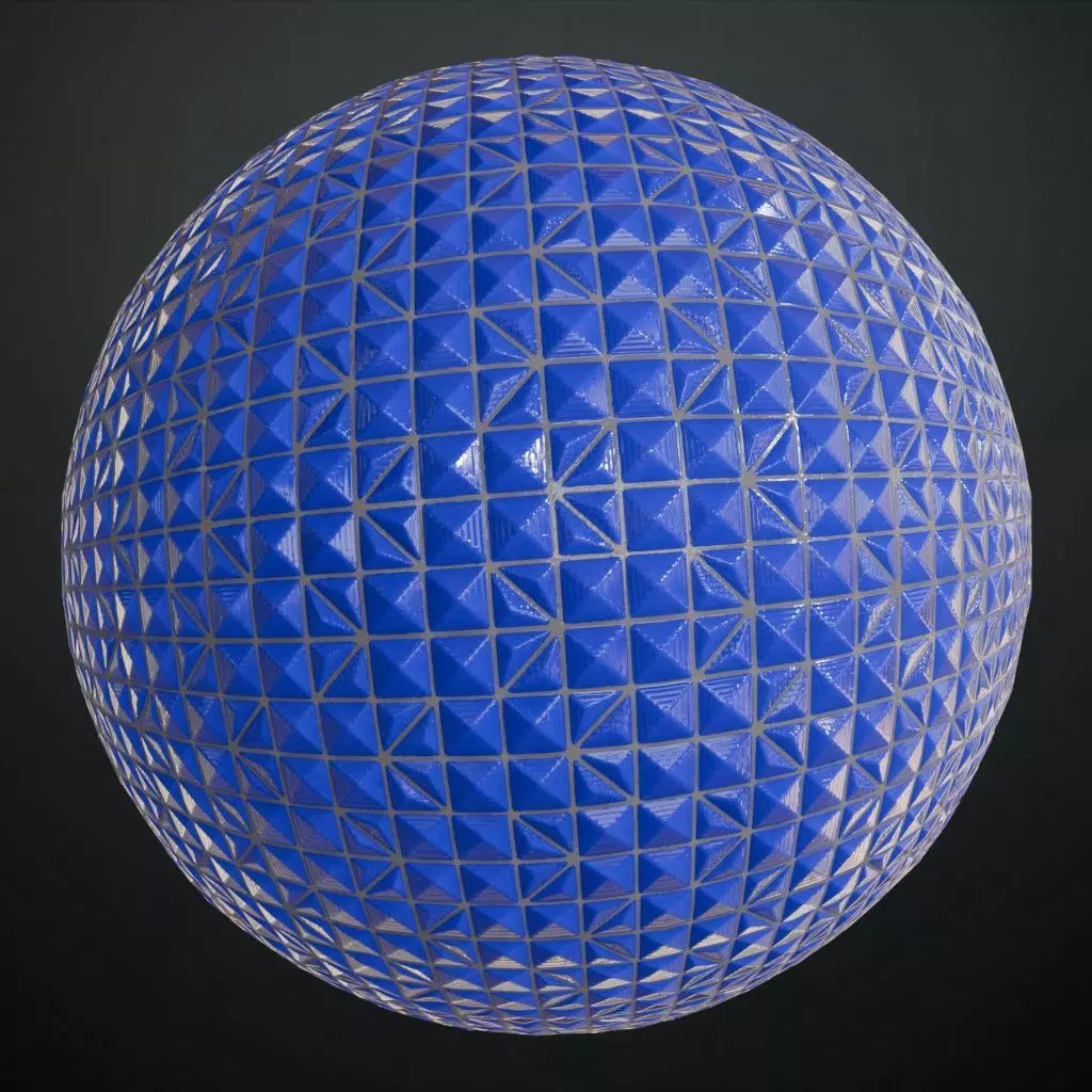 Modern Glossy Electric Blue Geometric Pyramid Tiles PBR Seamless Texture