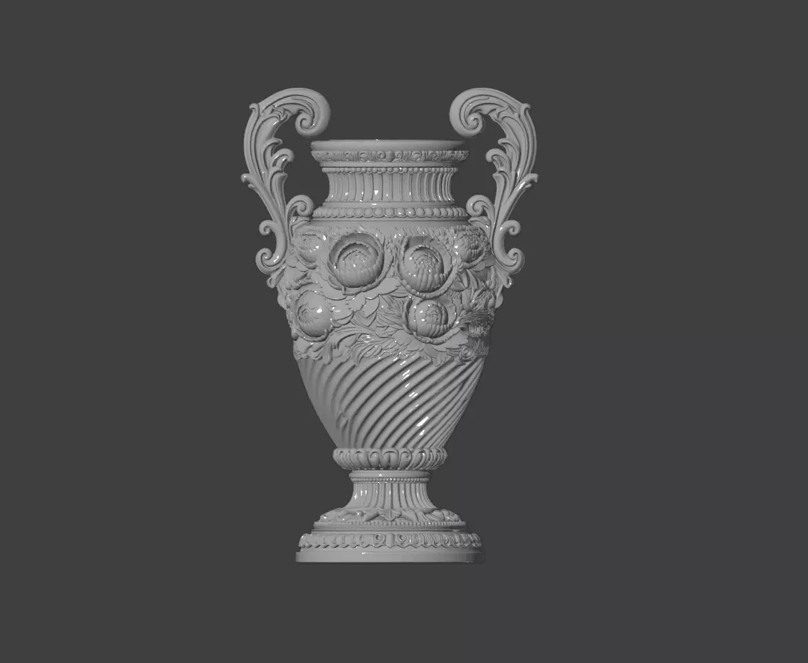 Floral Relief Urn with Peony Motif - 3D Print Model 3D print model