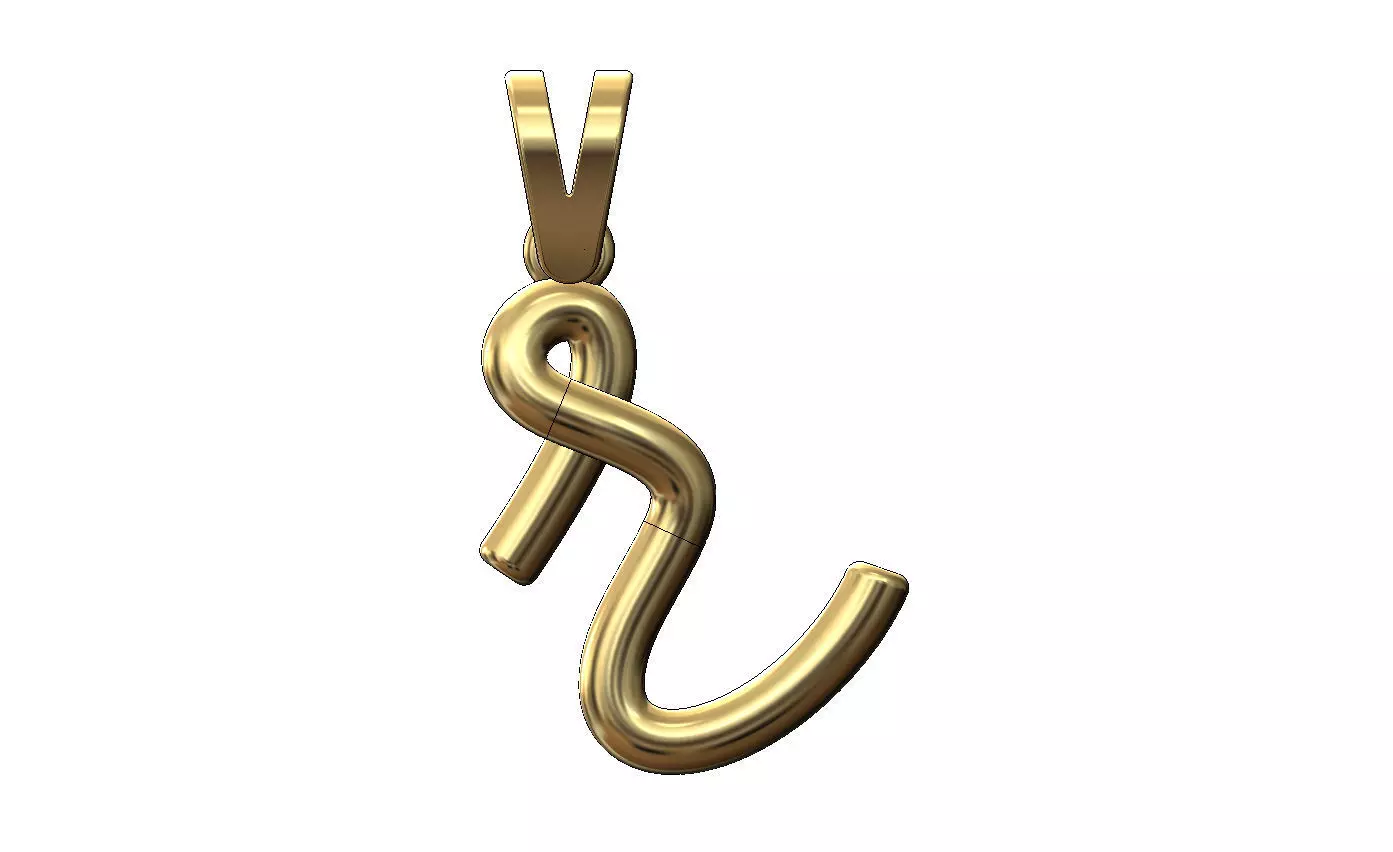 R letter initial 3d lowercase wire pendant charm bail 3D print model