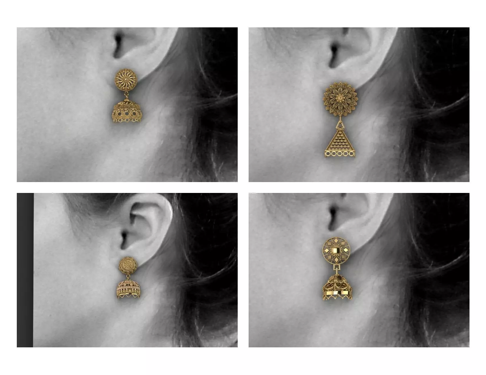 25 Jhumka Earrings Collection 3DM Files Only 3D print model