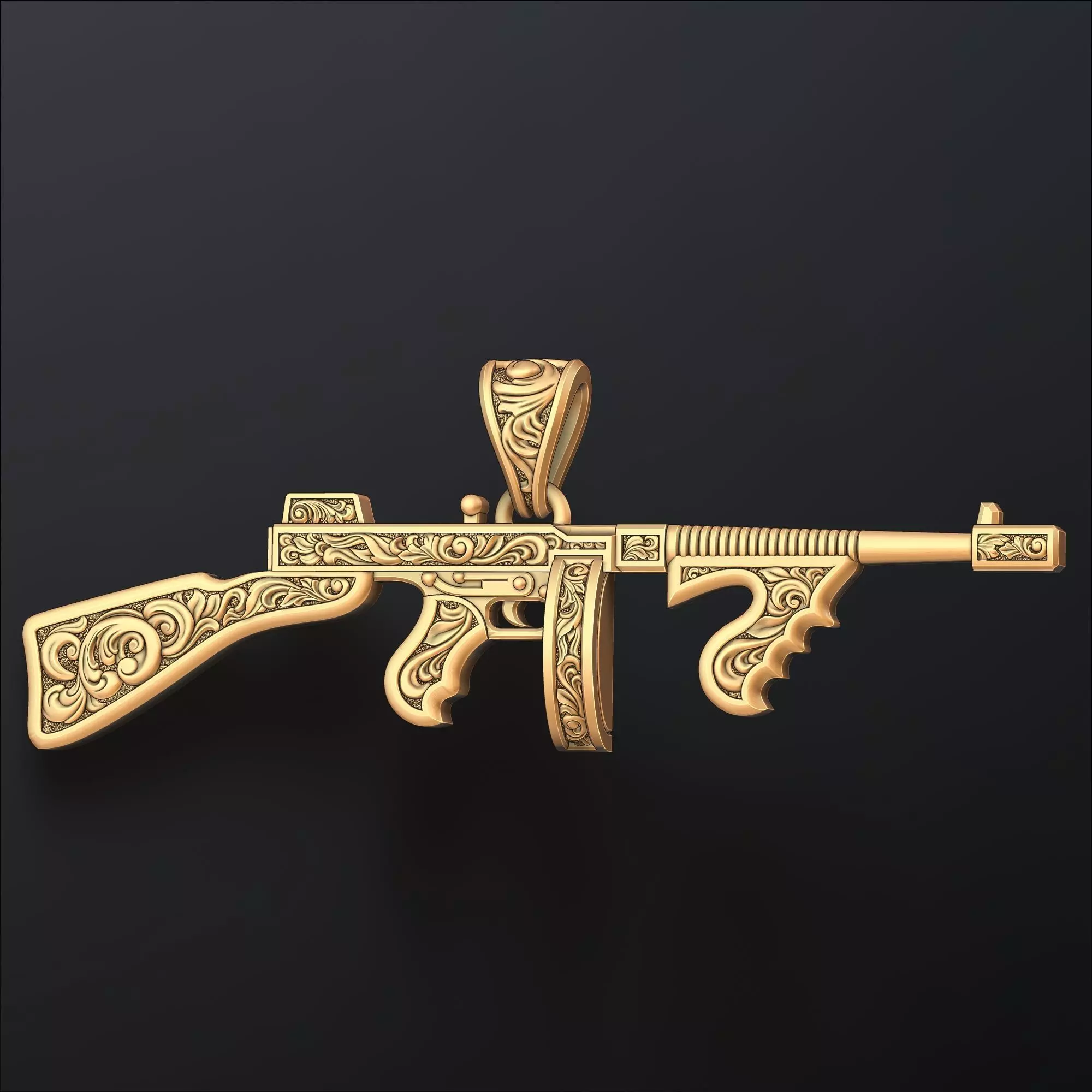 Stylized Gun v6 Pendant with Ornaments 3D print model