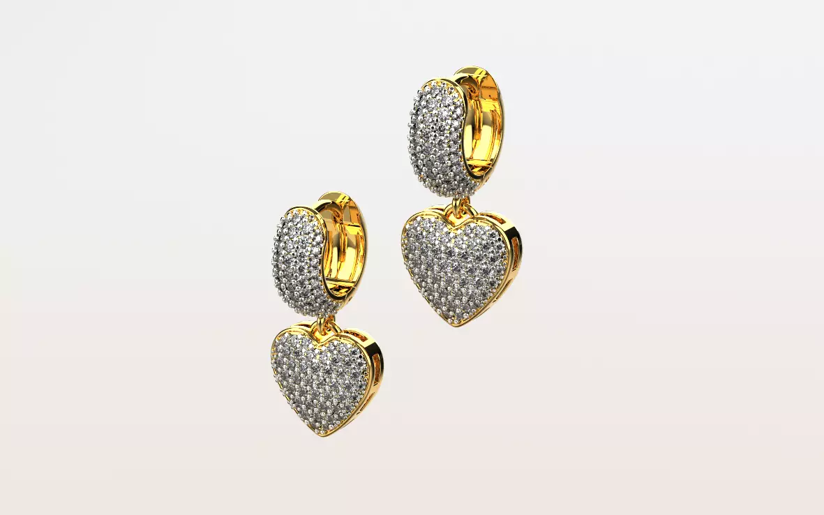 Hearth earrings diamonds 3D print model