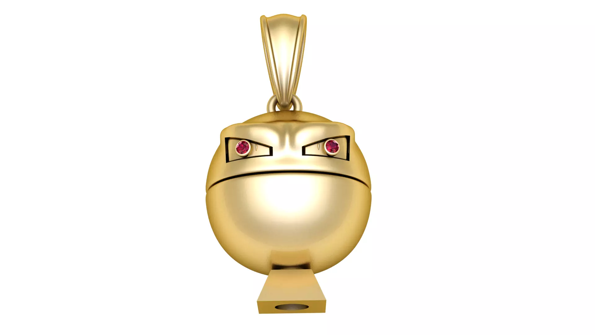 Minimal Robot Head Pendant with Ruby Eyes 3D Printable Jewelry 3D print model