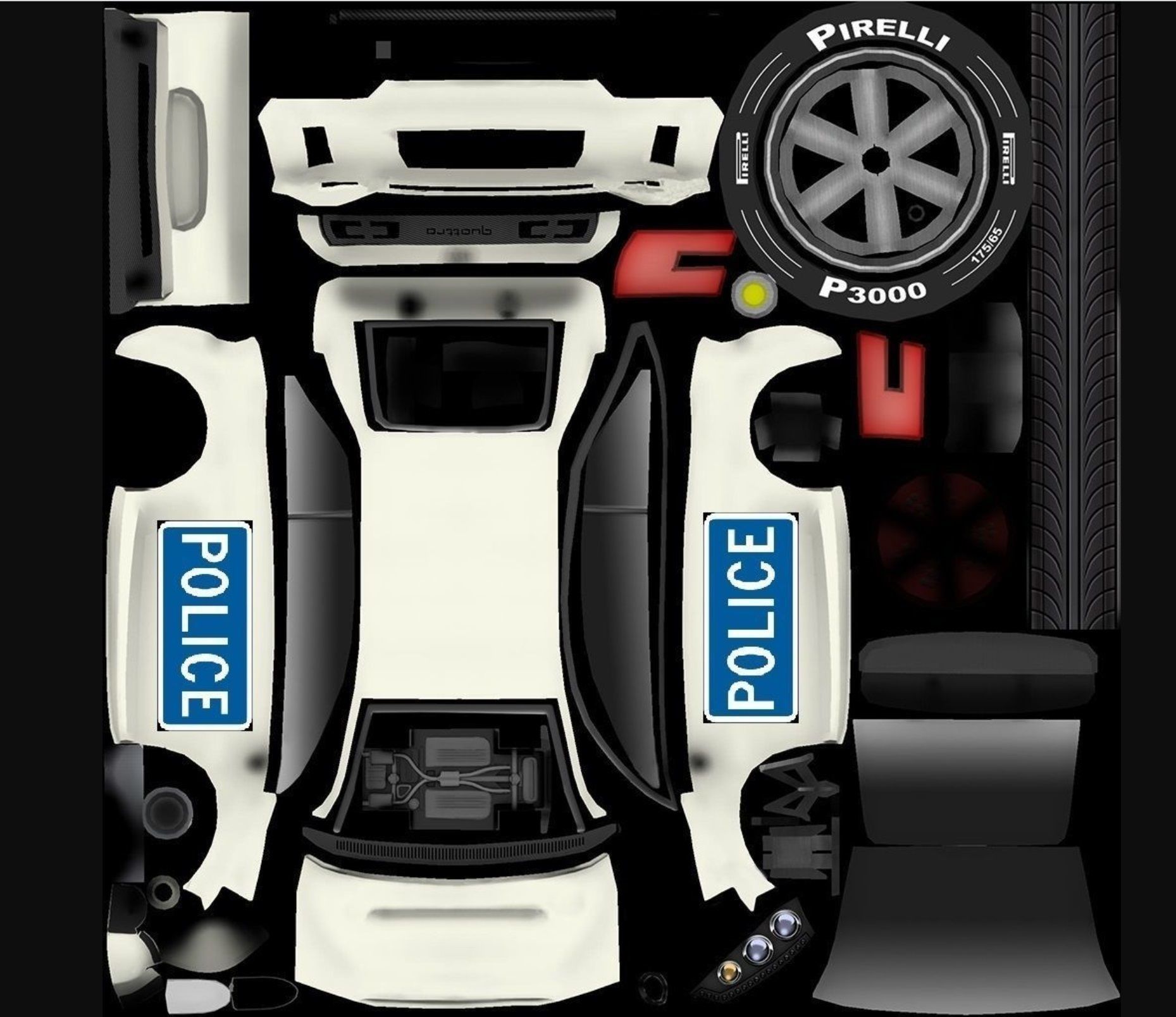 Police Car Sport Audi Concept AAA Low-poly 3D model_14