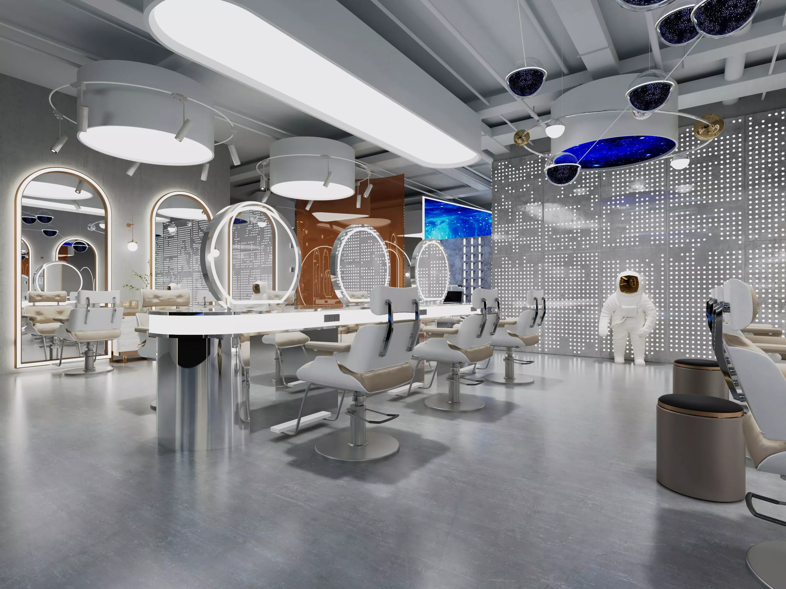 Space-themed Barbershop - Hair Salon Low-poly 3D model