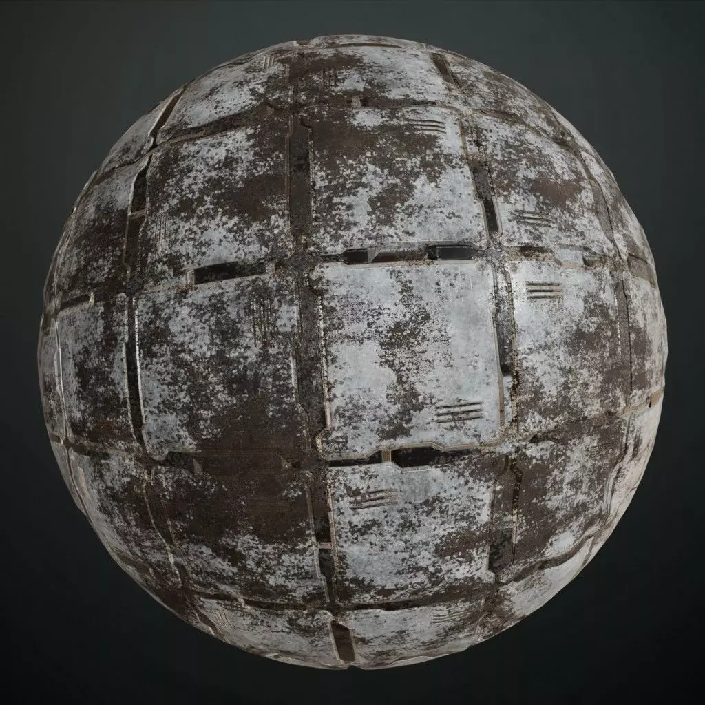 Rusted Metal Plate Sci-Fi PBR Seamless Texture
