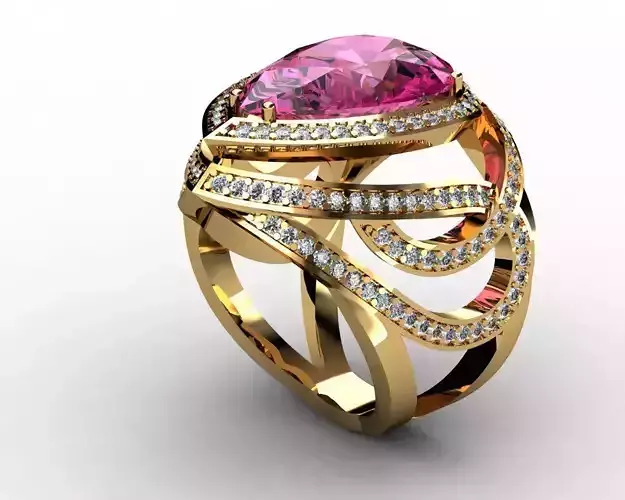 Pink Sapphire Pear Shape Sapphire And Diamond Ring