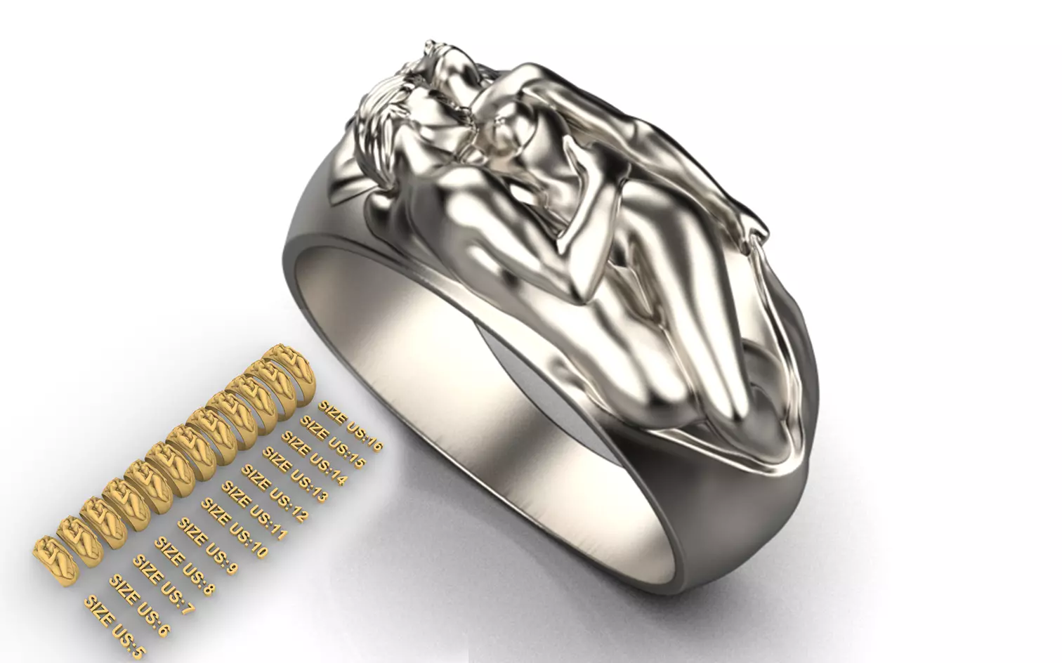 Adam and eve ring 5-16 3D print model