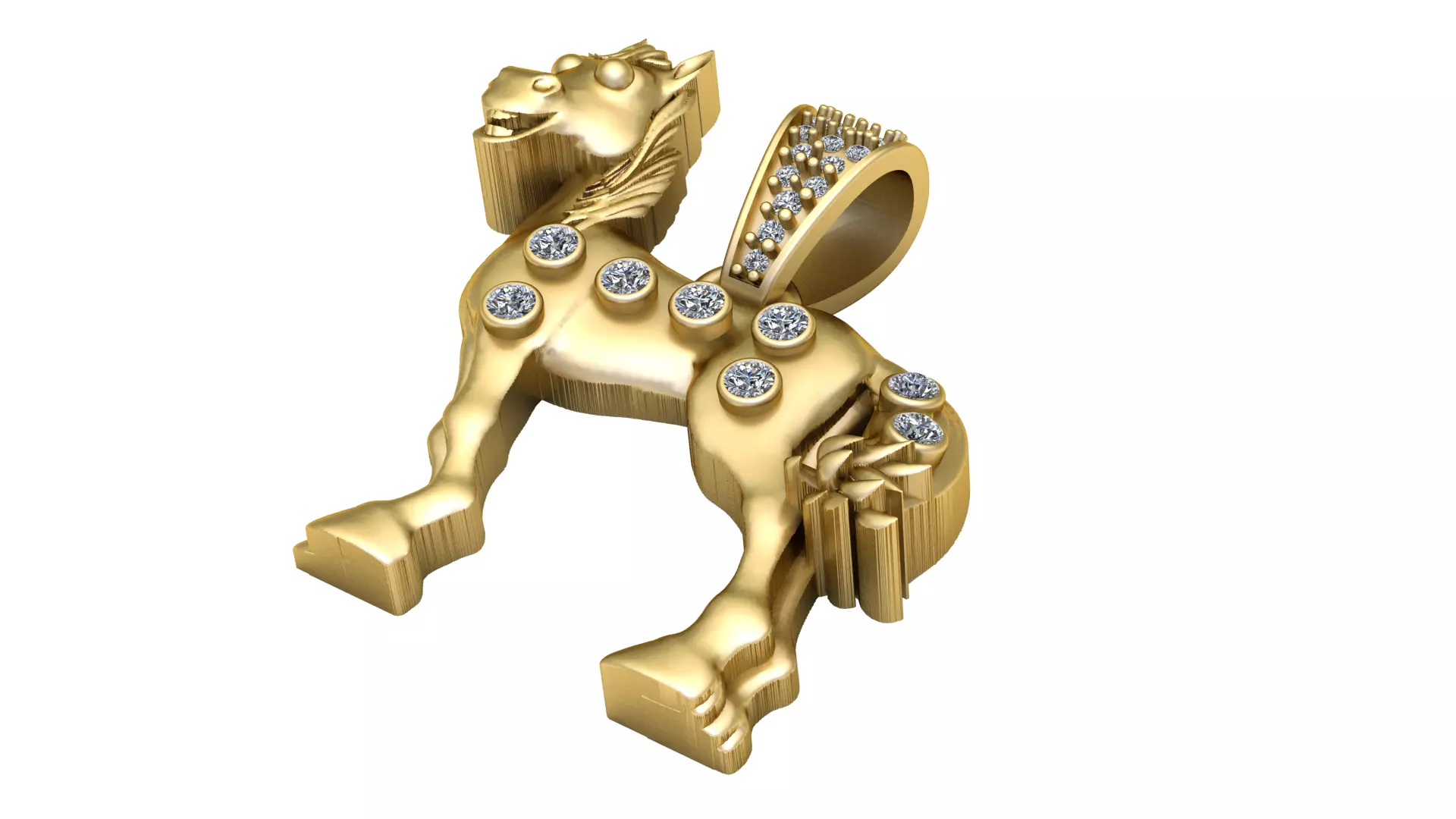 Diamond Studded Lion Pendant STL 3D print model