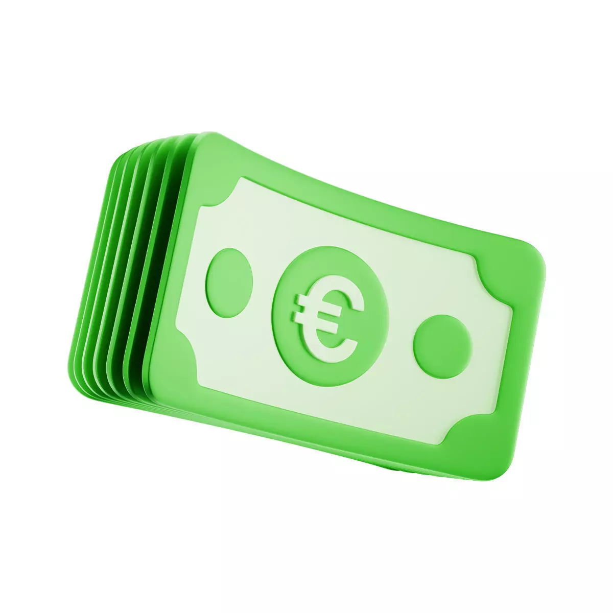 Banknote Euro Stack Loose Icon Low-poly 3D model