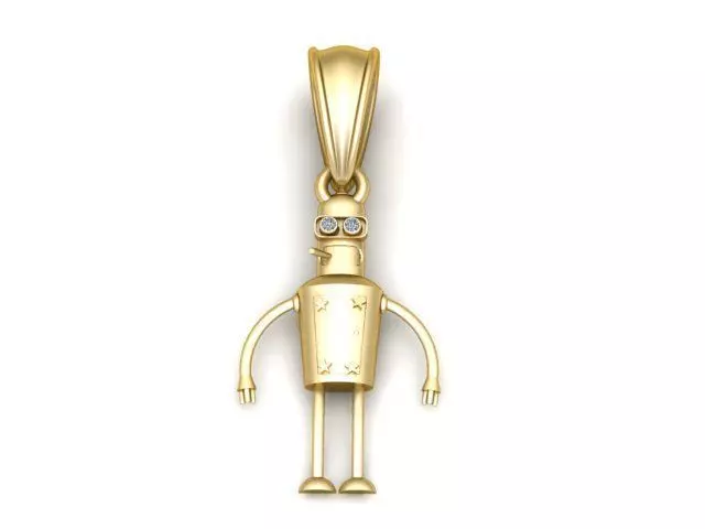 Minimal Robot Character Pendant with Diamond 3D print model