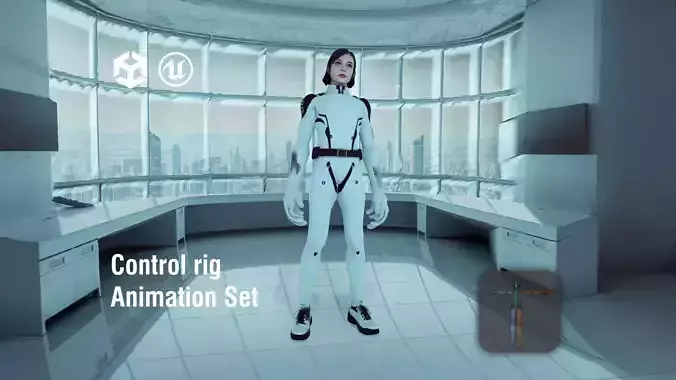 Futuristic Scientist in Sleek Lab Attire