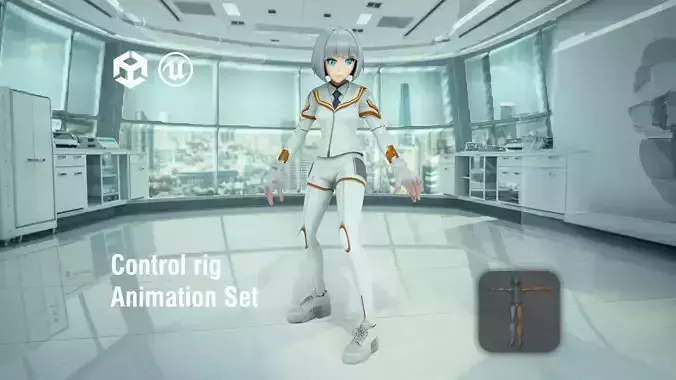 Anime Girl Android in Futuristic Lab
