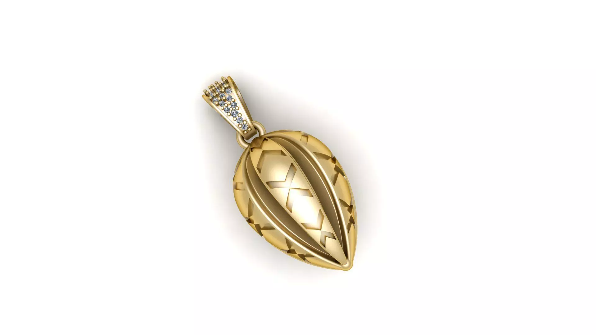 Imperial Cocoa Pod Gold Pendant with Diamond Bail 3D print model
