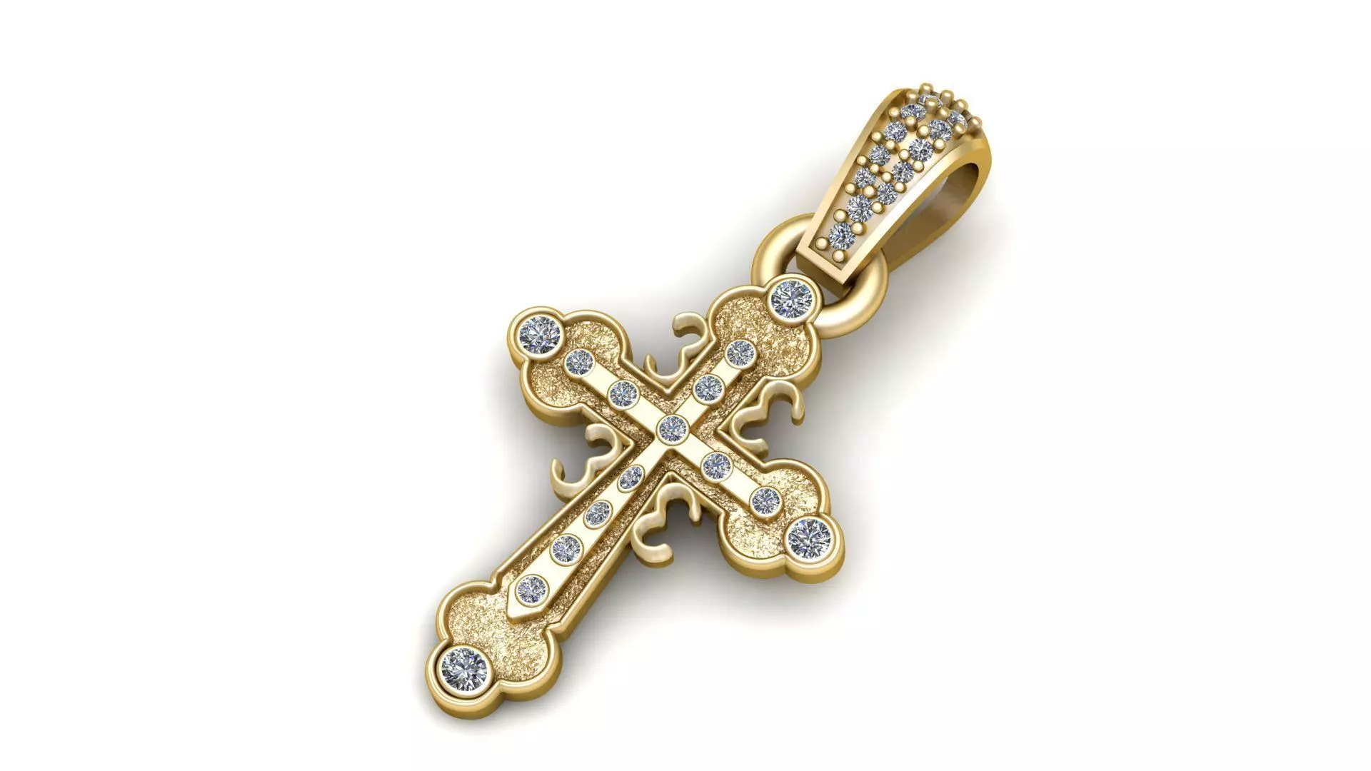 Eternal Grace Diamond Cross Gold Pendant 3D print model