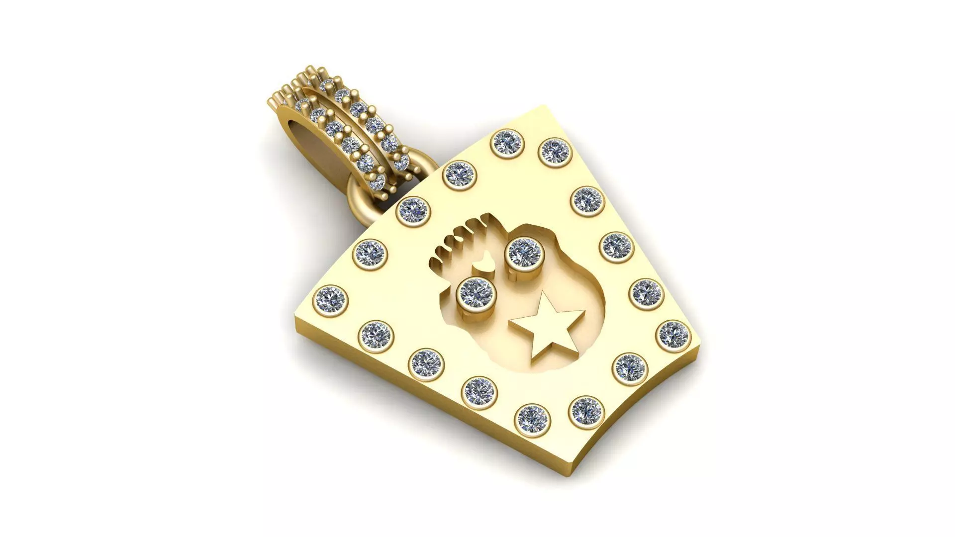 Celestial Footprint Diamond Gold Pendant 3D print model