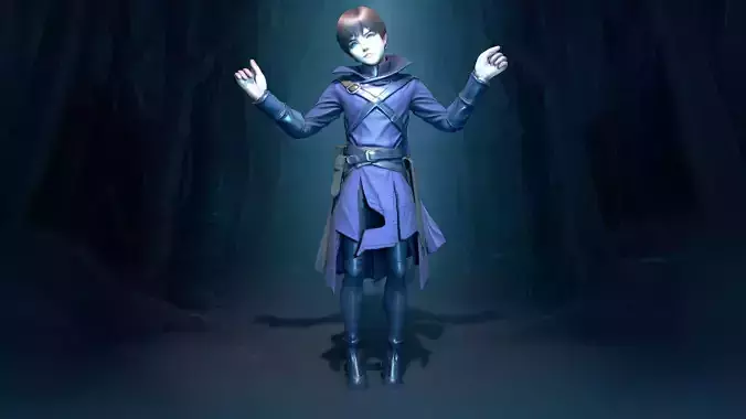 Demon Hunter Boy in Dark Purple Cloak