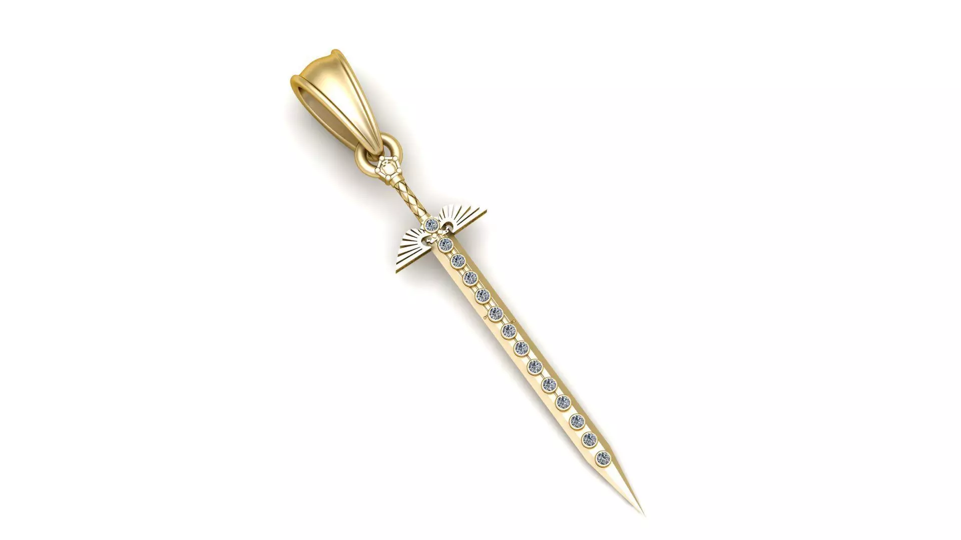 Regal Diamond Sword Gold Pendant 3D print model