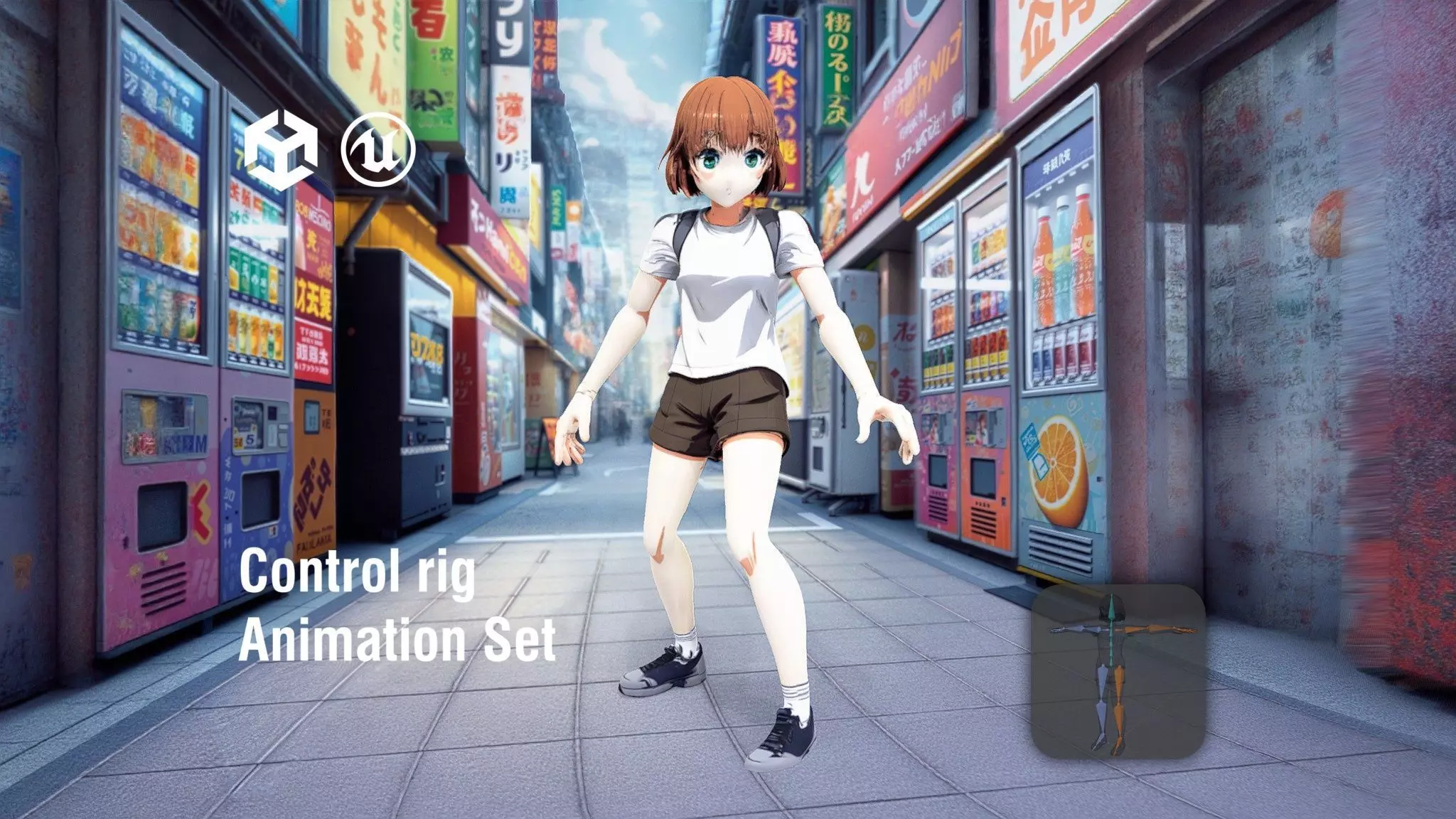 Anime Schoolgirl in Casual Attire Low-poly 3D model