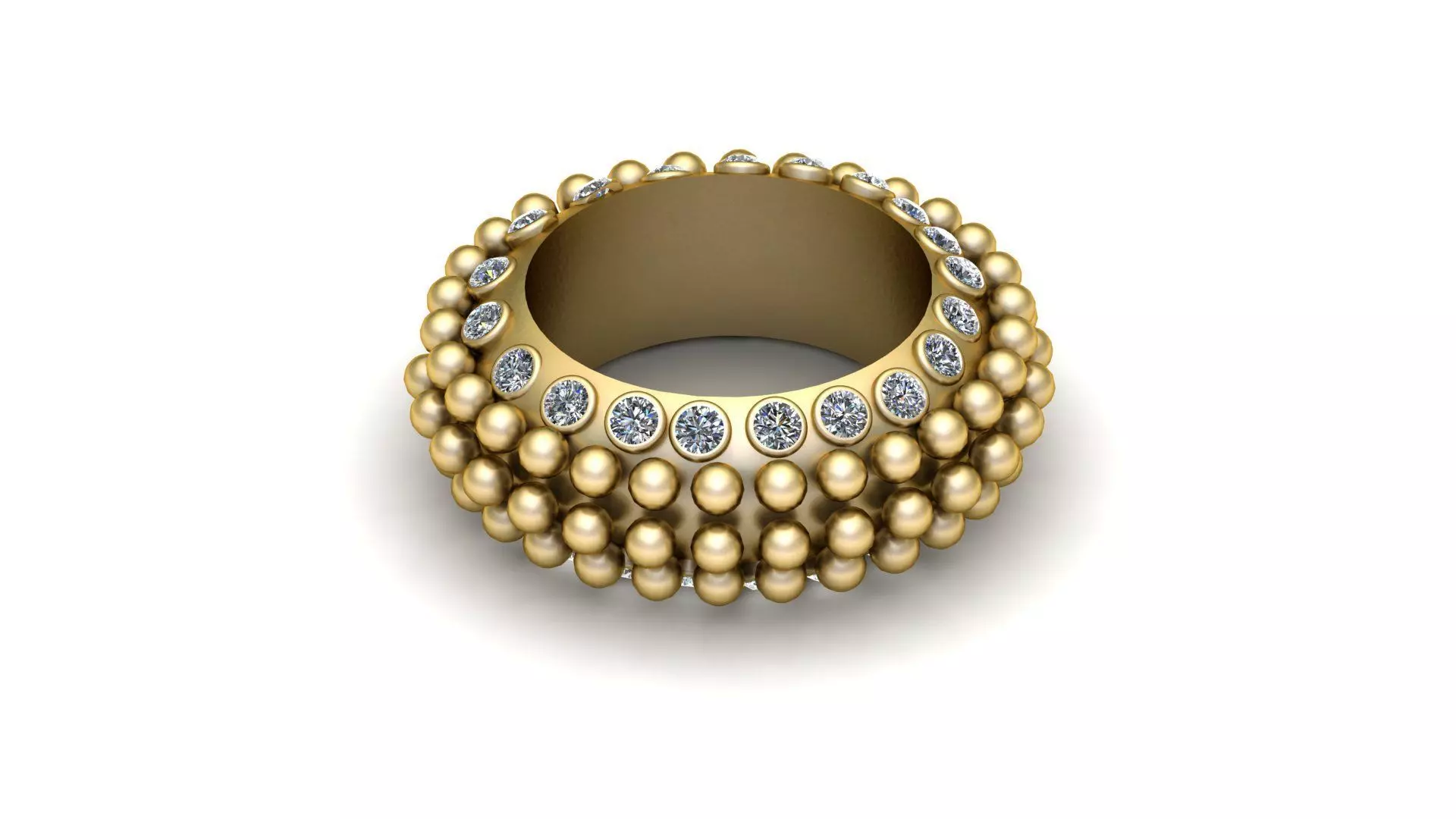 Beaded Diamond Gold Ring 3D print model