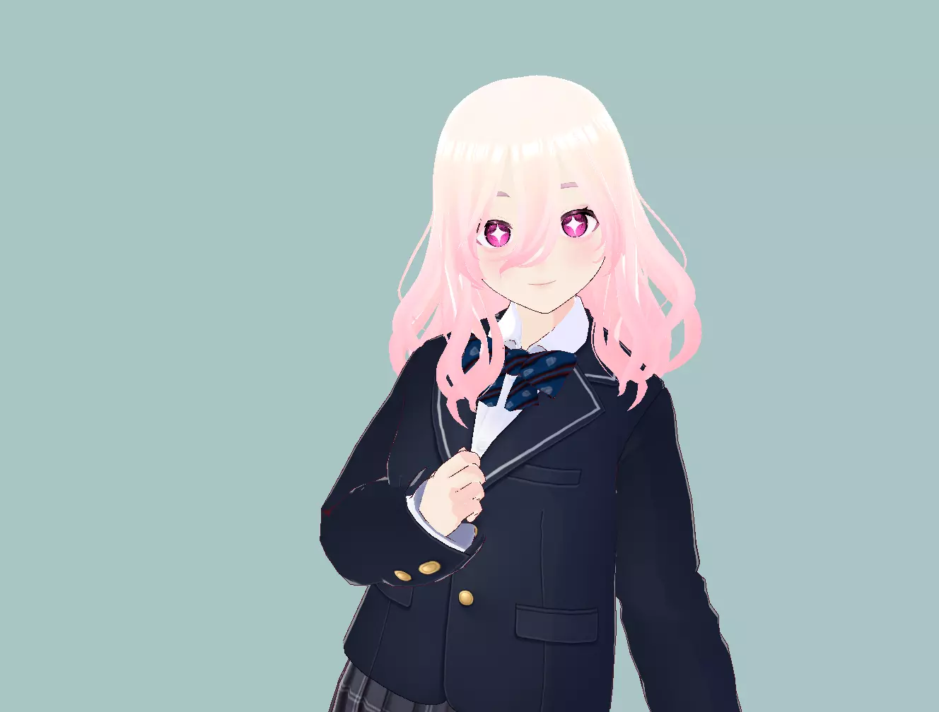 Vroid 3D vtuber cute anime school girl character Low-poly 3D model