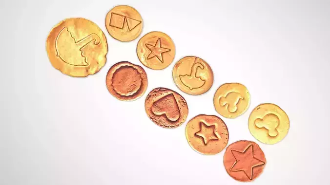 Dalgona Cookies Set 3D model 4