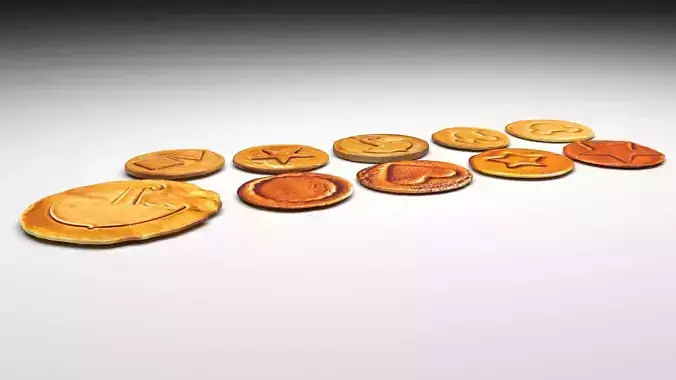 Dalgona Cookies Set 3D model 3
