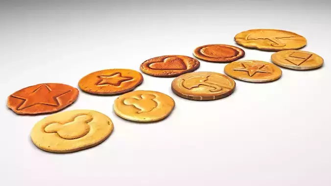 Dalgona Cookies Set 3D model