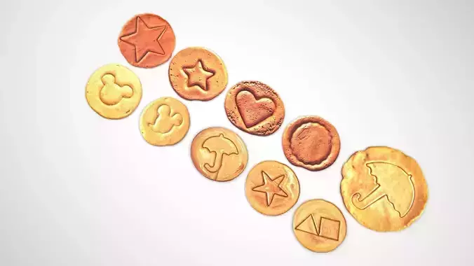 Dalgona Cookies Set 3D model 2