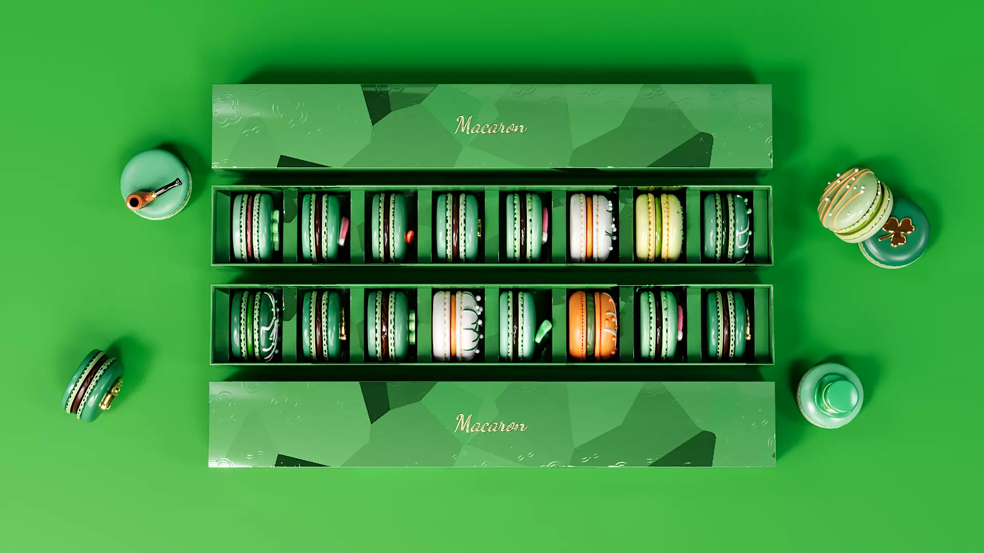 St Patrick Day themed macaron 3D model