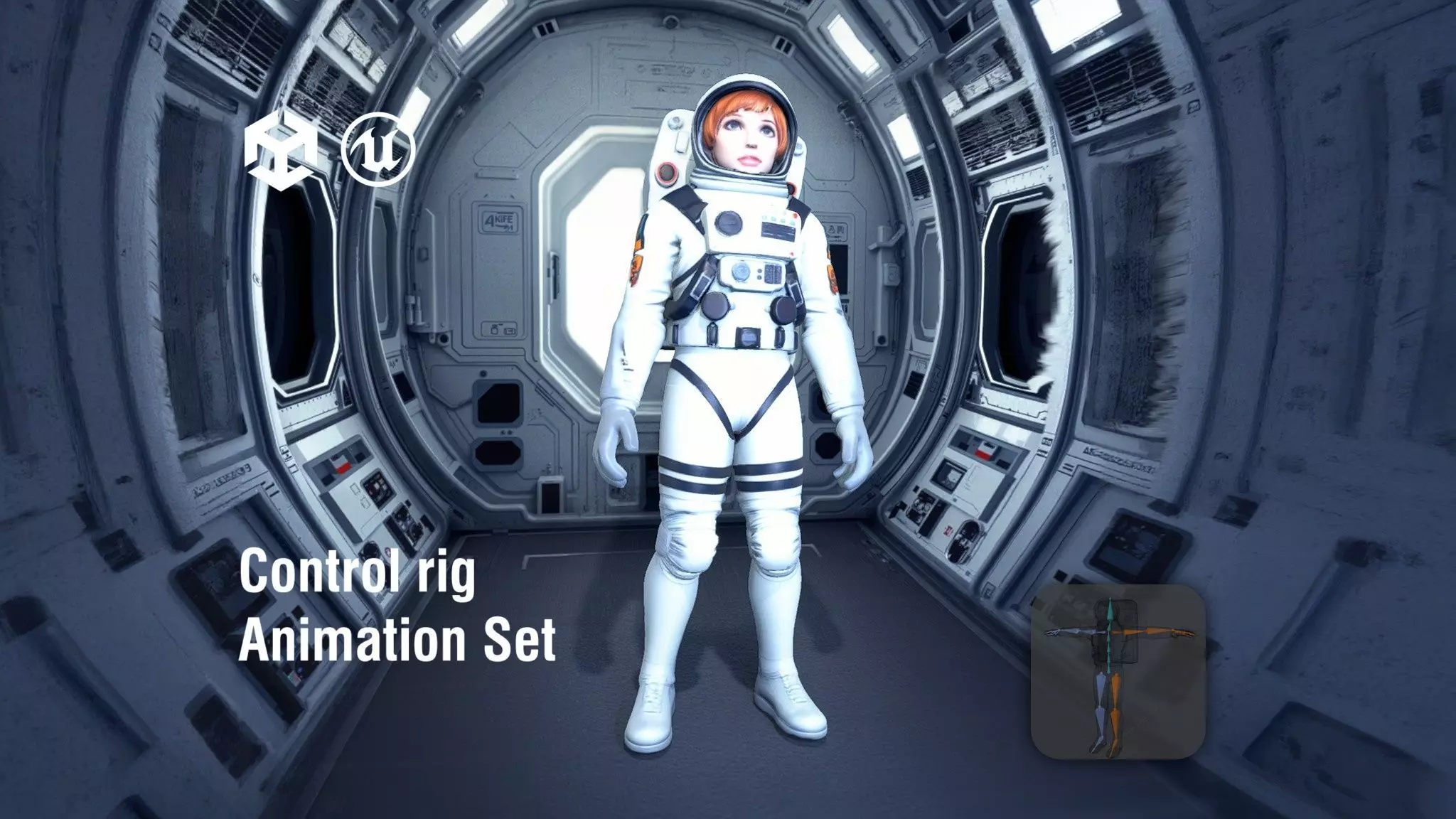 Astronaut with Light Chestnut Hair Low-poly 3D model