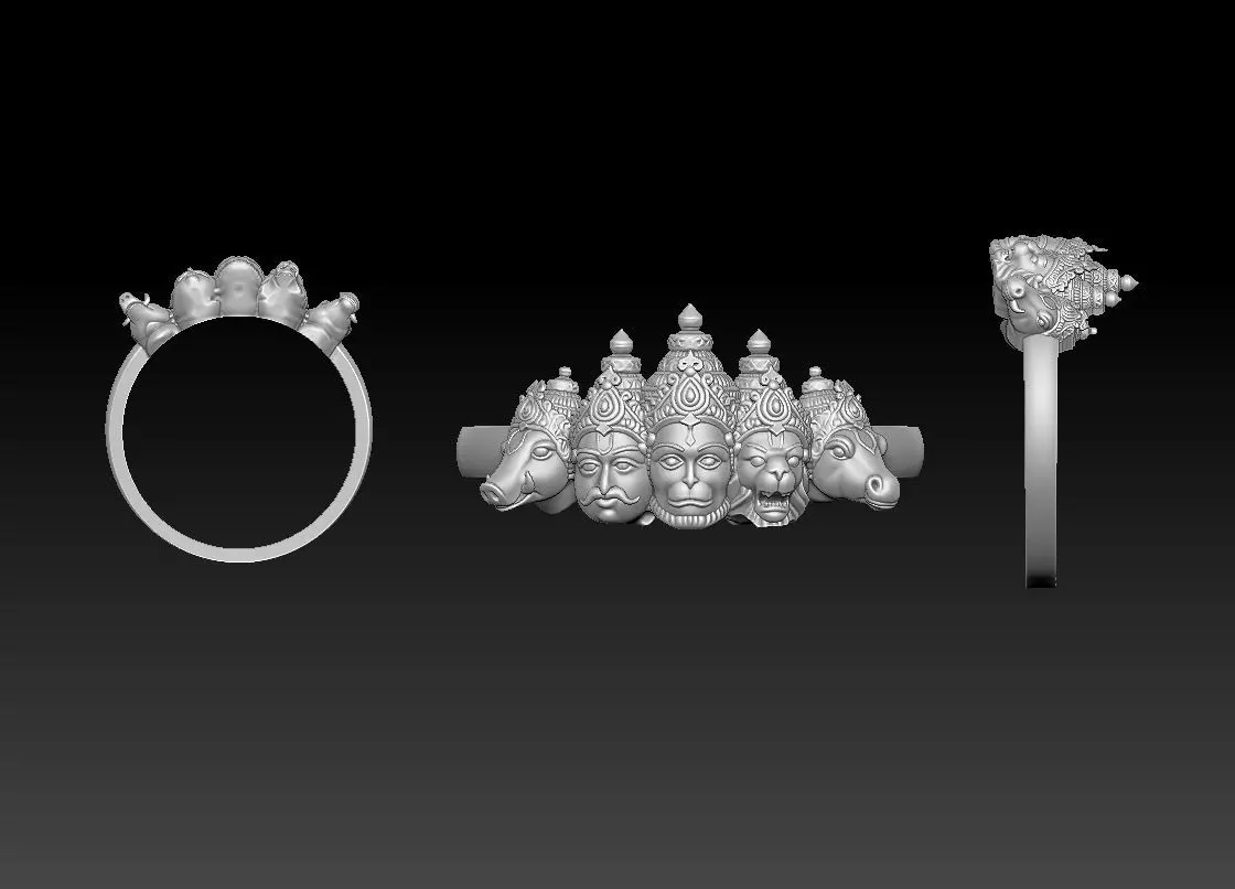 Panchmukhi Hanuman ring 3D print model