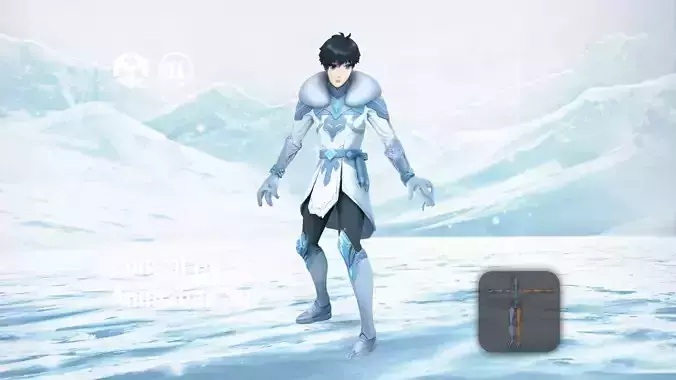 Anime Ice Warrior in Silver Armor