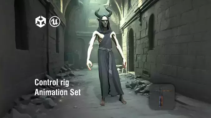 Demon Monk in Ruined Monastery