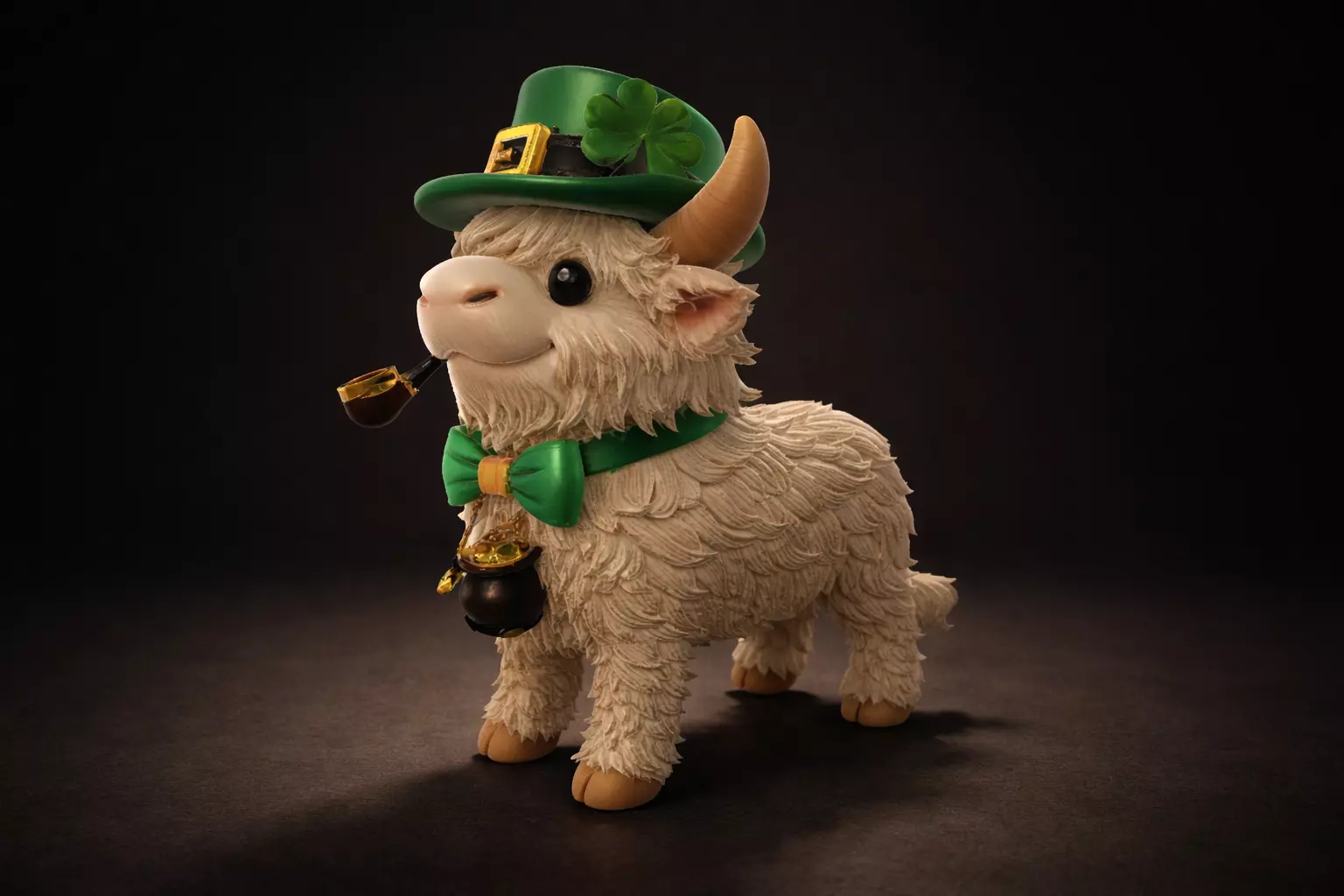 Lucky Clover Cow St Patricks Day Cute Leprechaun Cow 3D print model
