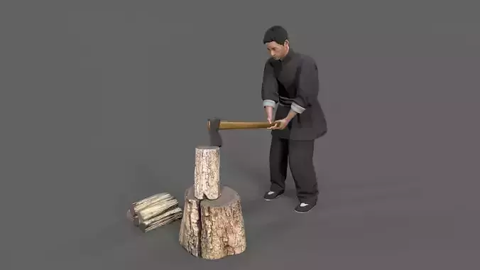 Split Fire wood Low-poly 3D model