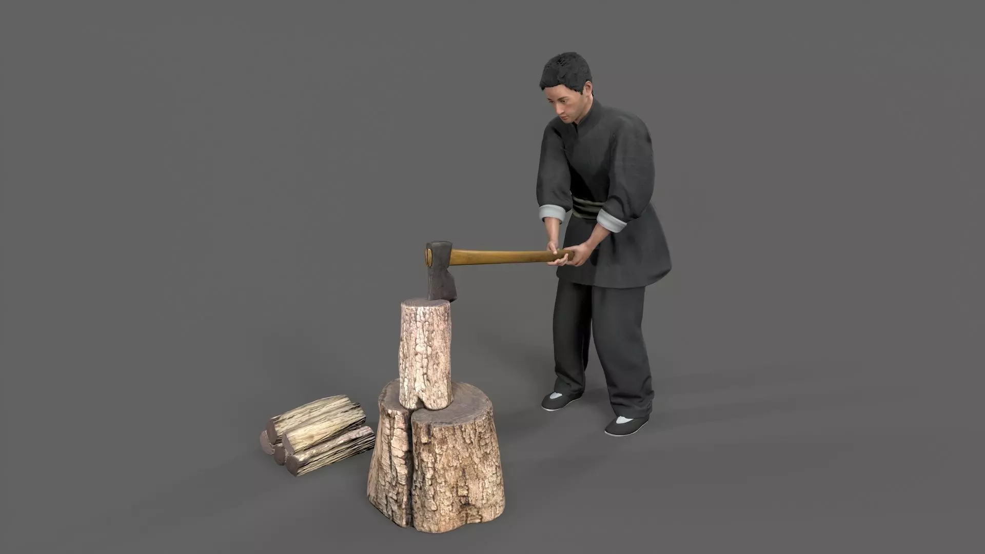Split Fire wood Low-poly 3D model