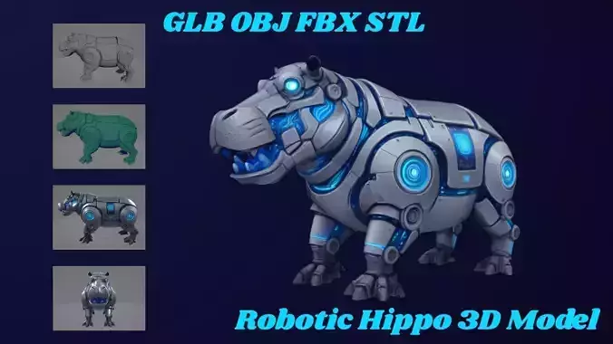 Robotic Hippo  - High Poly
